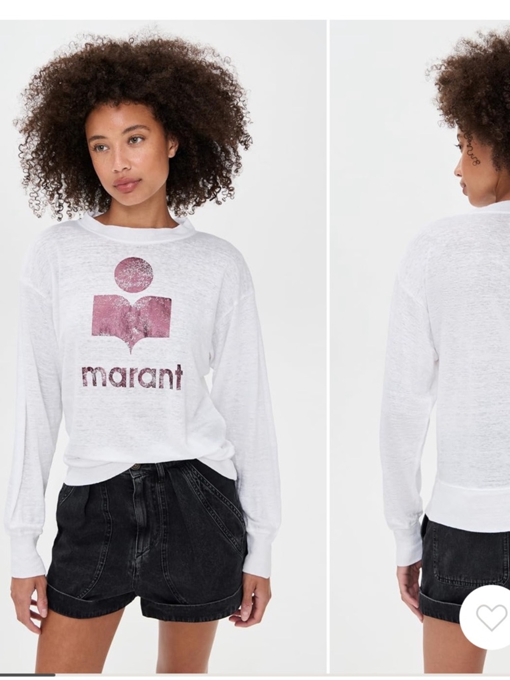 Isabel Marant Etoile Klowia Sweatshirt Long Sleeve Linen T-shirt in White/Plum M